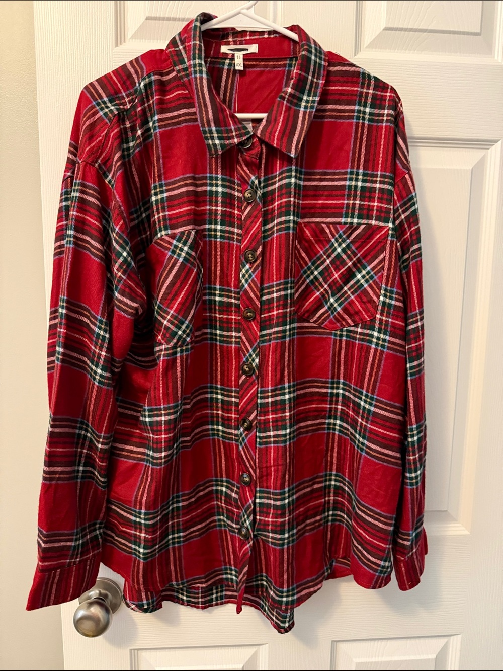 Red Plaid Women’s Button-Up Shirt